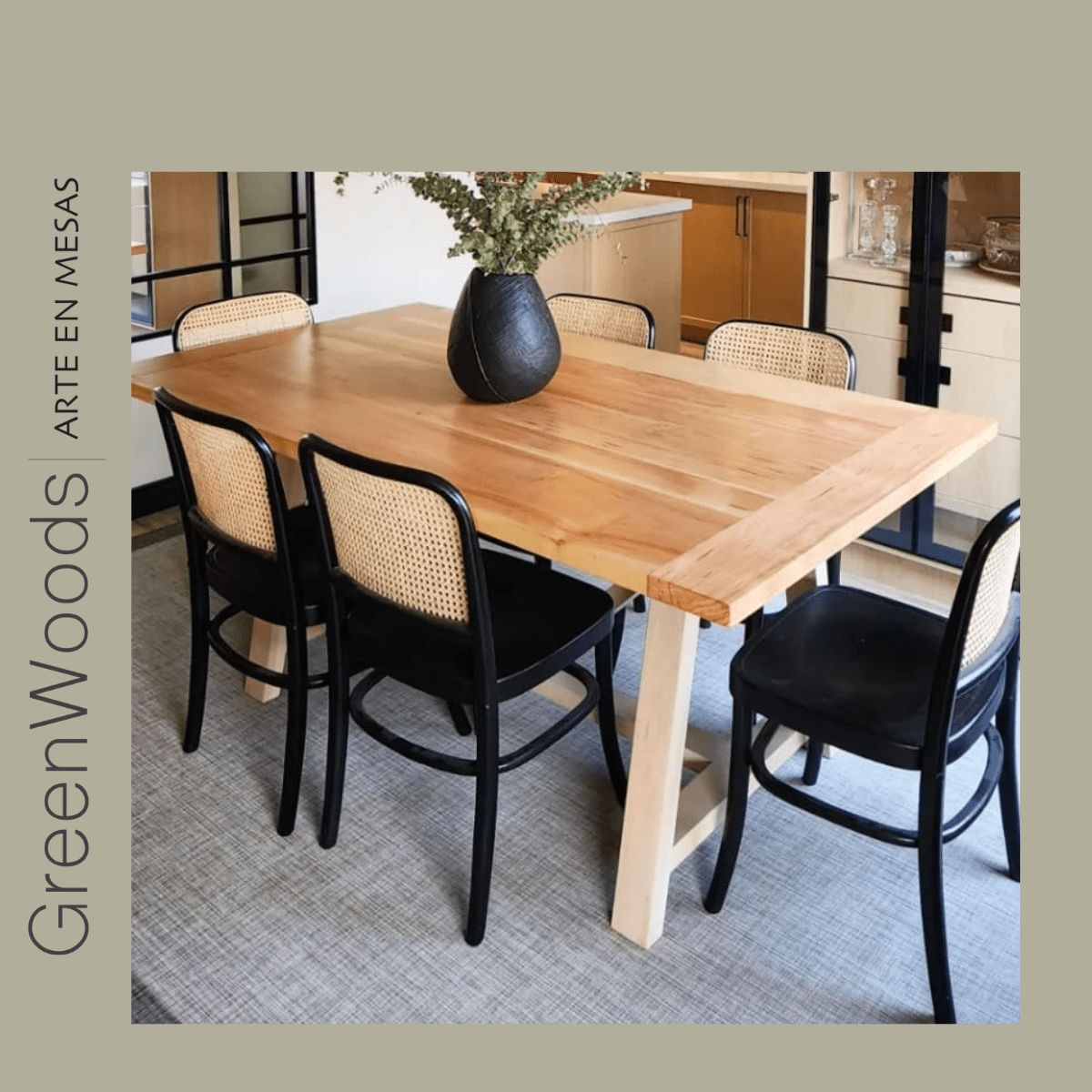 Silla de Comedor Moderna en Madera Lenga con Respaldo de Junco | Modelo Elena - banquetas | Greenwoods Chile